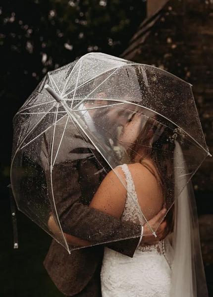 Зонт трость полуавтомат прозрачный с белой ручкой со скидкой платьев для фотосессии и мероприятия в Омске