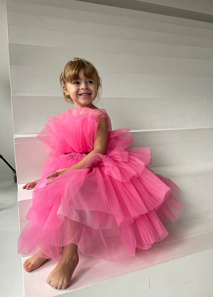 Прокат платья Розовое пышное с поясом Молли для фотосессии и мероприятия в Омске