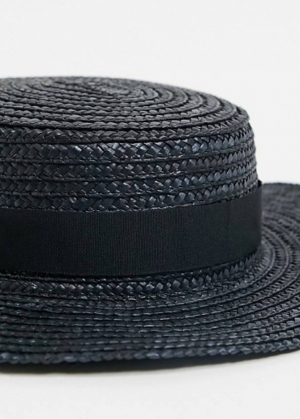 Прокат платья Соломенная черная шляпа с лентой черного/белого цвета  для фотосессии и мероприятия в Омске